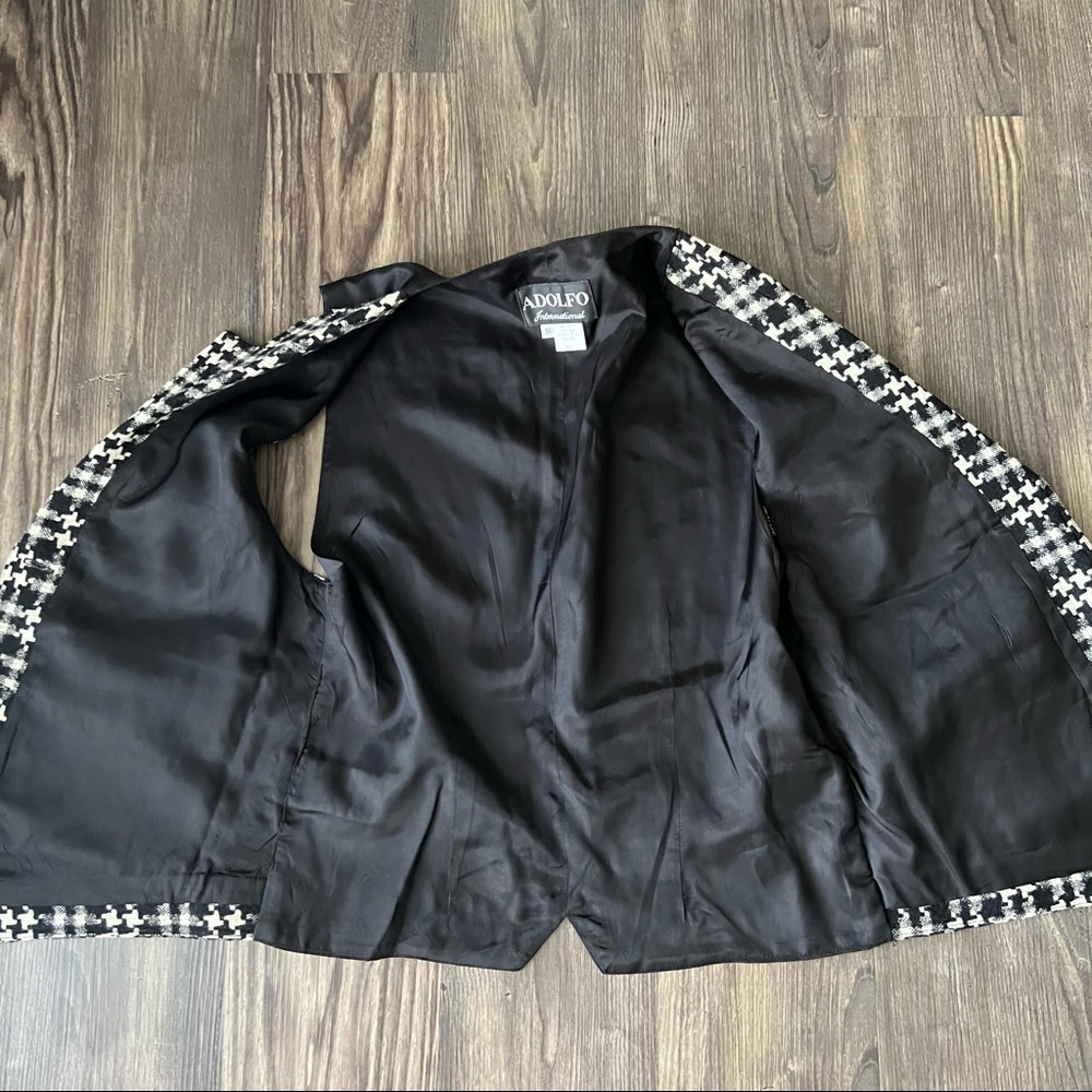 Adolfo International Vintage Wool Black and White Geometric Vest - Picture 6 of 15